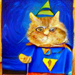 generated: a super math wizard cat, richly textured oil painting #0